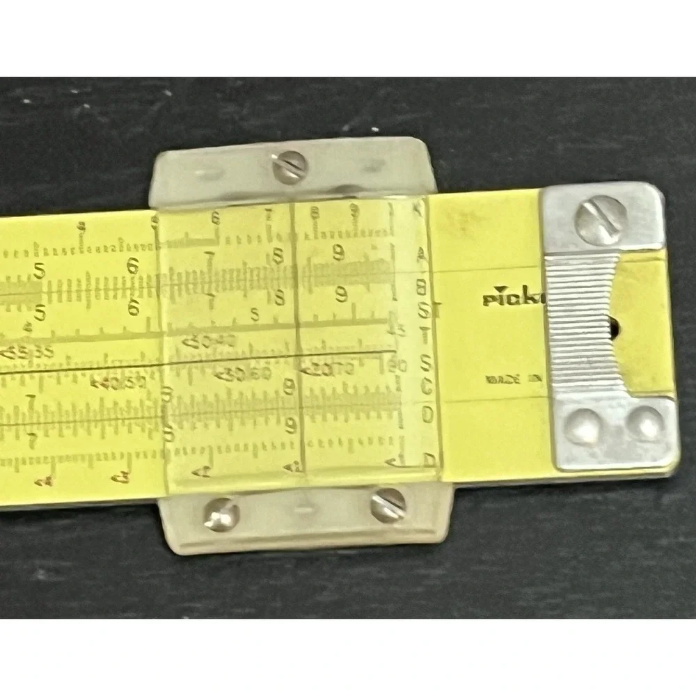 Vintage Pickett N1010-ES TRIG All Metal Slide Rule With Leather Case Made In USA